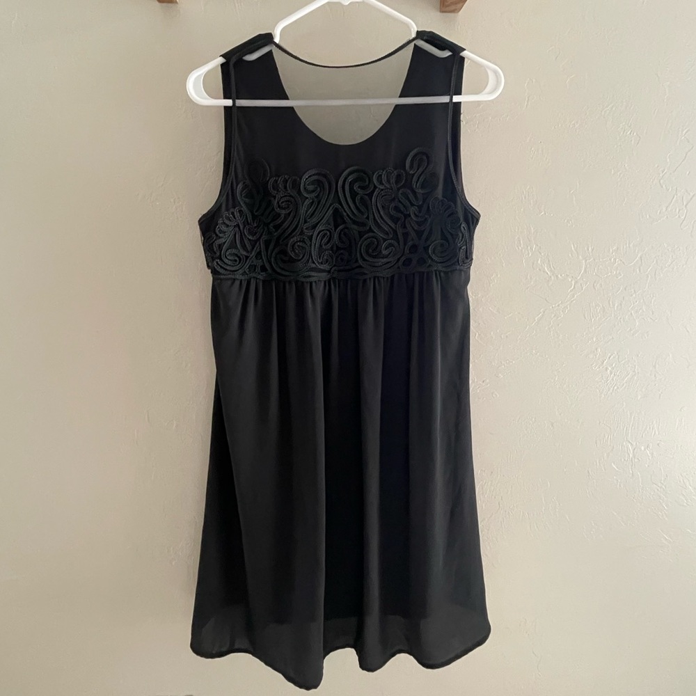 Black tank top dress, M/L, sheer neckline
